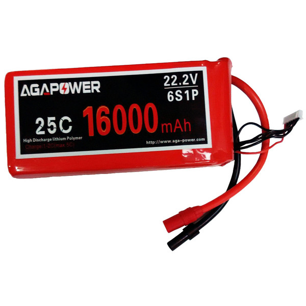 Акумулятор AGA POWER Li-Po 16000mAh 22.2V 6S 25C Softcase 59x75x170мм AS150+XT150